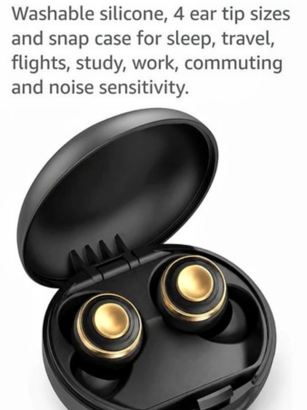 2 Noice-Reducing Earbuds in Black & Gold W/carry Case